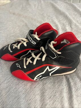 Alpinestars Kids Black & Red Racing Sneakers with White Accents
